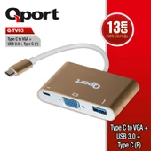 QPORT Q-TV03 TYPE-C TO VGA/USB3.0/TYPE-CF FULLHD CEVIRICI - 1