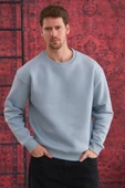Erkek Oversize Uzun Kol Sıfır Yaka Sweatshırt-7095 - 1