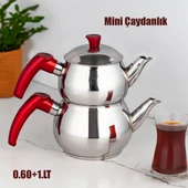 Porsima 2no Dayanıklı Mini Boy Paslanmaz Çelik Çaydanlık 0.60+1.00LT Çaydanlık Takımı - 1