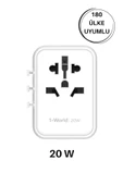 Momax 20W 1-World 5-Port AC Seyahat Piriz Dönüştürücü Charger (Beyaz) - 3