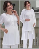 NEHİR 2036 Hamile Lohusa 3Lü Pijama Sabahlık Takım - 3