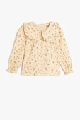 Koton Kız Bebek Pamuklu Çiçek Desenli Bebe Yaka Uzun Kollu Müslin Bluz - 1