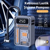 Polham 60W 30000RPM Süper Güçlü Taşınabilir Lastik Şişirme Pompası, 6000Mah Bataryalı Taşınabilir Kompresör - 4