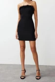Moda Fit Mezuniyet Balo Finike Dokuma Straplez Kolsuz Kol Bodycone Mini Boy Elbise - 3