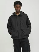 Jack Jones Erkek Siyah Kapüşonlu Spor Outdoor Ceket 12253569S - 5