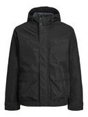 Jack Jones Erkek Siyah Kapüşonlu Spor Outdoor Ceket 12253569S - 3