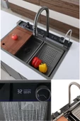 DEKO TURKEY MIA 304 Paslanmaz Çelik Çok Fonksiyonlu Akıllı Dijital Ekran Mutfak Lavabosu  Şelale Evye Full Set - 1