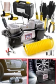 DEKO TURKEY Profesyonel Çift Pistonlu Metal Hava Kompresörü 12 V 150 Psi Araba Lastik Bot Şişirme Full Çanta Set - 1