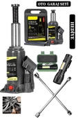 DEKO TURKEY 2 Ton Kapasiteli Şişe Tip Araç Krikosu + 4'lü Bijon Set Full Oto Garaj Seti + El Feneri Hediyeli - 1