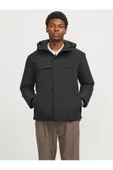 Jack Jones Erkek  Su Geçirmez Softshell Kapüşonlu Siyah  Mont 12259457S - 2