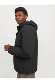Jack Jones Erkek  Su Geçirmez Softshell Kapüşonlu Siyah  Mont 12259457S - 7