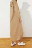 Moda Regular Casual Günlük 2 İplik Örme Kapüşonlu Uzun Kol Basic Maxi Boy Tesettür Elbise thumbnail 5