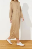 Moda Regular Casual Günlük 2 İplik Örme Kapüşonlu Uzun Kol Basic Maxi Boy Tesettür Elbise thumbnail 3