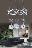 EY-EL TASARIM ŞIK SARKIT LED AVİZE 3 RENK  KROM KAPLAMALI MODERN - 1