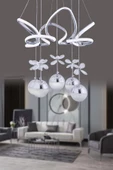 EY-EL TASARIM MODERN SARKIT LED AVİZE 3 RENK KADEMELİ KROM PARLAK KAPLAMALI - 1