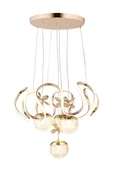 EY-EL TASARIM Maxı Toplu Taşlı Modern Sarkıt Led Avize 3 Renk Gold Kaplamalı - 4