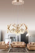 EY-EL TASARIM Modern 4 Lü Ledli Gold 3 Renk Sarkıt Avize - 1