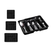 Siyah Açılabilir Ayarlanabilir Kayar Kaşıklık Çekmece İçi Bıçak Kaşık Çatal Düzenleyici Çift Kanat thumbnail 5