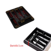 Siyah Açılabilir Ayarlanabilir Kayar Kaşıklık Çekmece İçi Bıçak Kaşık Çatal Düzenleyici Çift Kanat thumbnail 3