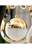 EY-EL TASARIM Tek Toplu Çiçek Modern Sarkıt Led Avize Taşlı Gold Kaplamalı - 3