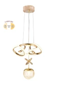 EY-EL TASARIM Tek Toplu Çiçek Modern Sarkıt Led Avize Taşlı Gold Kaplamalı - 5