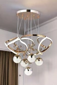 EY-EL TASARIM Galaksi Modern Sarkıt Led Avize 3 Renk Sarı Gold Kaplmalı Toplu Kelebek Taşlı - 1