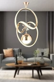 EY-EL TASARIM Badem Modern Sarkıt Led Avize 3 Renk Toplu Kelebek Taşlı Gold Kaplamalı - 4