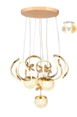 EY-EL TASARIM Maxı Toplu Taşlı Modern Sarkıt Led Avize 3 Renk Gold Kaplamalı - 5