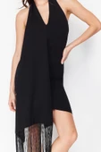 Moda Fit Mezuniyet Balo Finike Dokuma Halter Yaka Kolsuz Kol Bodycone Mini Boy Elbise - 1