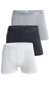 Mercan Erkek Pamuklu Likralı Çok Renkli Esnek 3'lü Boxer (BEYAZ ANTRASİT GRİ) thumbnail 1