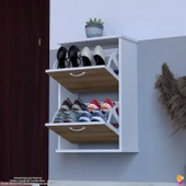 Modilayn UMAY Asma Kapı Önü 52x78x26 cm’lik 2 Düşer Kapak 4 Göz Bölme Ayakkabılık - 1