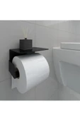 Metal Tuvalet Kağıtlığı, Siyah Tuvalet Kağıdı Askısı Dekoratif Modern Raflı Wc Vidalı Banyo Kağıtlık Siyah - 1