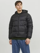 Jack Jones Erkek Siyah Rüzgar Geçirmez Puffer Mont 12235859S - 4
