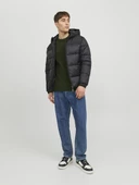 Jack Jones Erkek Siyah Rüzgar Geçirmez Puffer Mont 12235859S - 6