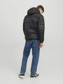 Jack Jones Erkek Siyah Rüzgar Geçirmez Puffer Mont 12235859S - 5