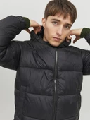 Jack Jones Erkek Siyah Rüzgar Geçirmez Puffer Mont 12235859S - 8
