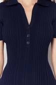 Moda Regular Casual Günlük Tek Plaka Triko Polo Yaka Kısa Kol A-Line Maxi Boy Elbise - 5