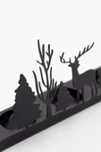 Siyah Metal Dekoratif Geyik Orman Mumluk, Şamdan, 3'lü Mumluk - 2