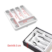 Beyaz Açılabilir Ayarlanabilir Kayar Kaşıklık Çekmece İçi Bıçak Kaşık Çatal Düzenleyici Çift Kanat thumbnail 5