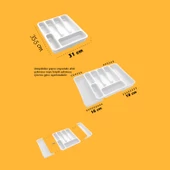 Beyaz Açılabilir Ayarlanabilir Kayar Kaşıklık Çekmece İçi Bıçak Kaşık Çatal Düzenleyici Çift Kanat thumbnail 7