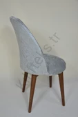kılıfteks  Retro Oval Sandalye Örtüsü Kadıfe Gri - 3