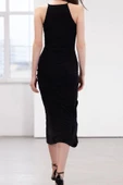 Moda Slim Casual Günlük Sandy Örme Halter Yaka Askılı Kol Bodycone Maxi Boy Elbise - 5
