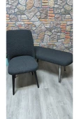kılıfteks  4 Büyük Oval Sandalye 1 Puf Kılıfı Antrasit - 3