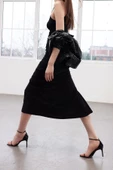 Moda Slim Casual Günlük Sandy Örme Halter Yaka Askılı Kol Bodycone Maxi Boy Elbise - 4