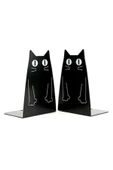 Kedi Model Kitap Tutacağı Hediyelik Estetik Ve Dekoratif Kitap Tutucu 2'li Set Siyah - 1