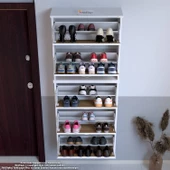 Modilayn VARBİ UMAY' 2 Li Asma Kapı Önü 72x193x26 cm 5 Düşer Kapak 10 Bölmeli Ayakkabılık - 4