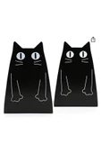 Kedi Model Kitap Tutacağı Hediyelik Estetik Ve Dekoratif Kitap Tutucu 2'li Set Siyah - 2