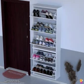 Modilayn VARBİ UMAY' 2 Li Asma Kapı Önü 72x193x26 cm 5 Düşer Kapak 10 Bölmeli Ayakkabılık - 1