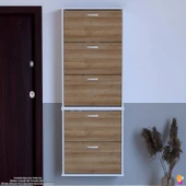 Modilayn VARBİ UMAY' 2 Li Asma Kapı Önü 72x193x26 cm 5 Düşer Kapak 10 Bölmeli Ayakkabılık - 6