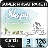 Sleepy Bio Natural Süper Fırsat Paketi Bebek Bezi 3 Numara Midi 126 Adet thumbnail 1